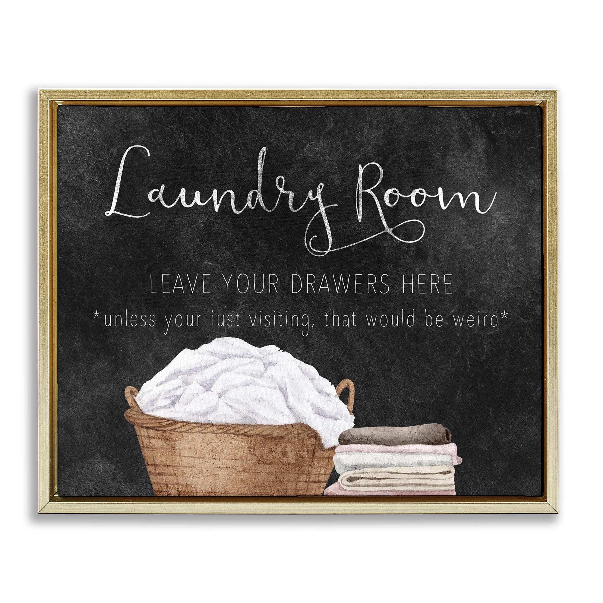 Leave Your Drawers Laundry Gold Framed Floater Canvas Wall Art, design by Kim Allen