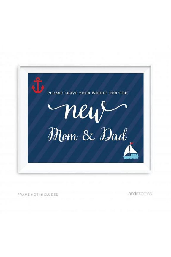 Leave Your Wishes For Mom & Dad Nautical Baby Shower Table Party Signs