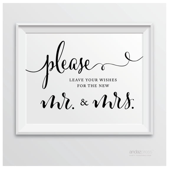 Koyal Wholesale Black & White Mr & Mrs Wishes Wedding Guestbook 8.5x11 Sign Decor