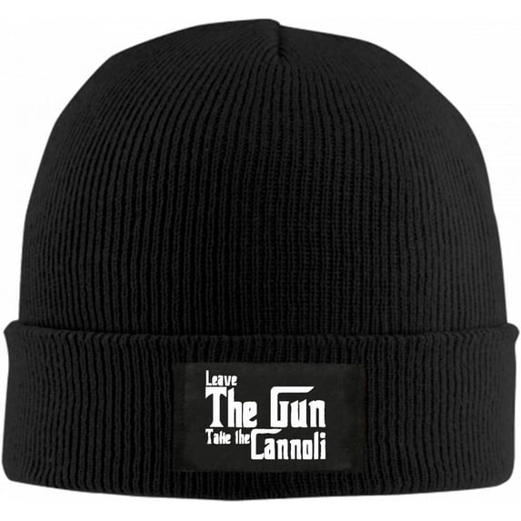 Leave the Gun Take the Cannoli Beanie Hat for Women Men Winter Hat Cuffed Winter Beanie Warm Skull Cap Plain Knit Hat Cap