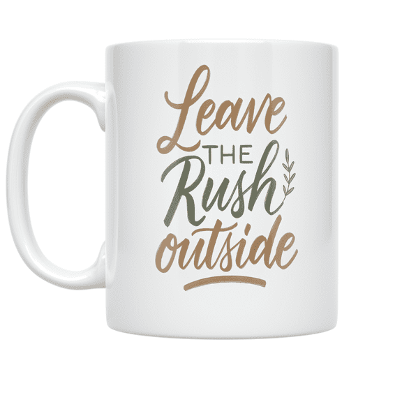 Leave the Rush Outside - Mindful Living Enthusiast - 11 oz Ceramic Coffee Mug