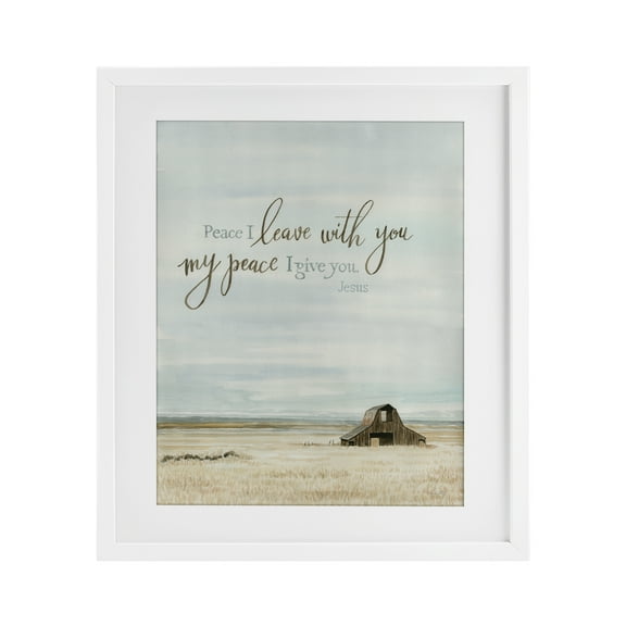Stupell Industries Leave with Peace Barn White Framed Print Under Glass, design by Cindy Jacobs
