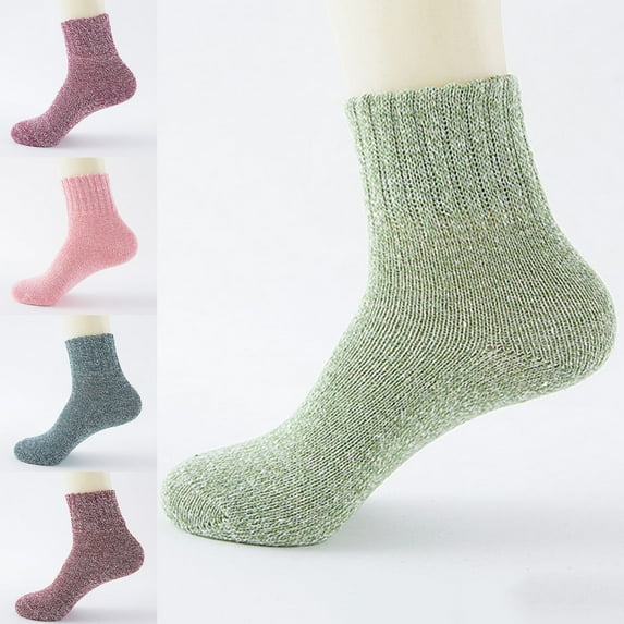 Leaveforme 1 Pair Middle Cut Anti-Slip Unisex Socks Super Soft Thick Knitted Solid Color Crew Socks for Autumn Winter