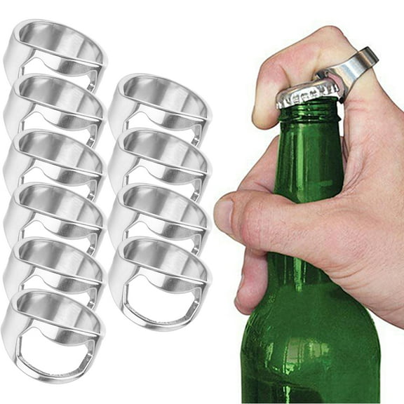Leaveforme 10 PCS Cool Men Stainless Steel Finger Ring Bottle Opener Bar Pub Party Beer Tool Gift