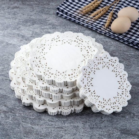Leaveforme 100Pcs Round Paper Lace Doilies Cake Placemat Party Wedding Baking Decoration
