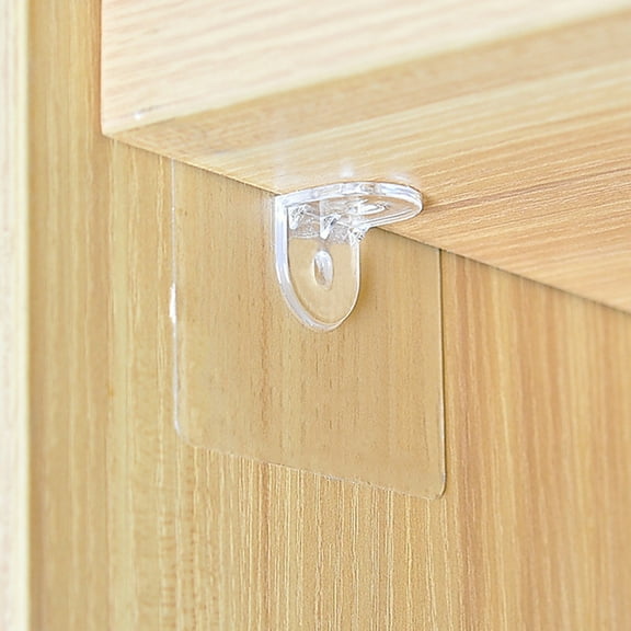 Leaveforme 10Pcs Fixed Paste Hook Non-Perforated Good Load-Bearing Plastic Clear Shelf Support Bracket for Closet