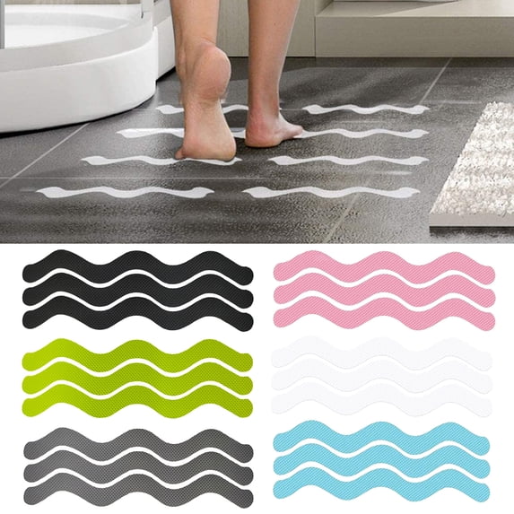 Leaveforme 12Pcs/24Pcs Shower Sticker Increases Friction Self-Adhesive S-Shaped Strips Anti-Slip Bathroom Bathtub Stickers for Home