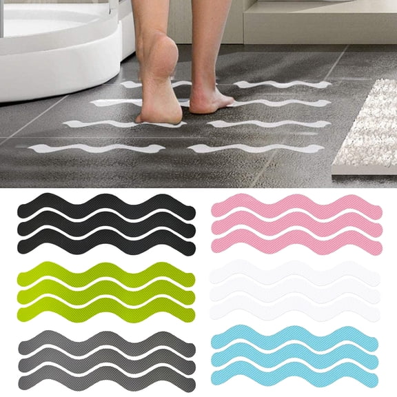 Leaveforme 12Pcs/24Pcs Shower Sticker Increases Friction Self-Adhesive S-Shaped Strips Anti-Slip Bathroom Bathtub Stickers for Home