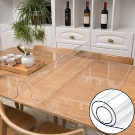 Hobeauty Transparent Plastic Dining Room Table Protector Tablecloth Desk Pad Mat Wooden Furniture Coffee Glass End Bed Sofa Side Bar Bistro Dinner Table Cloth Top Protection Cover Waterproof PVC Walma...