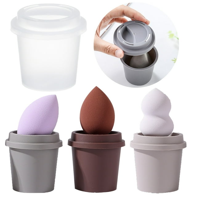 Leaveforme 4 Pcs Makeup Sponge Storage Box,Portable Sponge Puff Holder ...