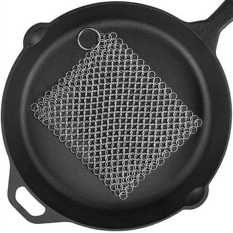 Leaveforme Cast Iron Cleaner 316L Premium Stainless Steel Chain Scrubber  for Cast Iron Pan Pot Dutch Ovens Skillet Grill Cleaning