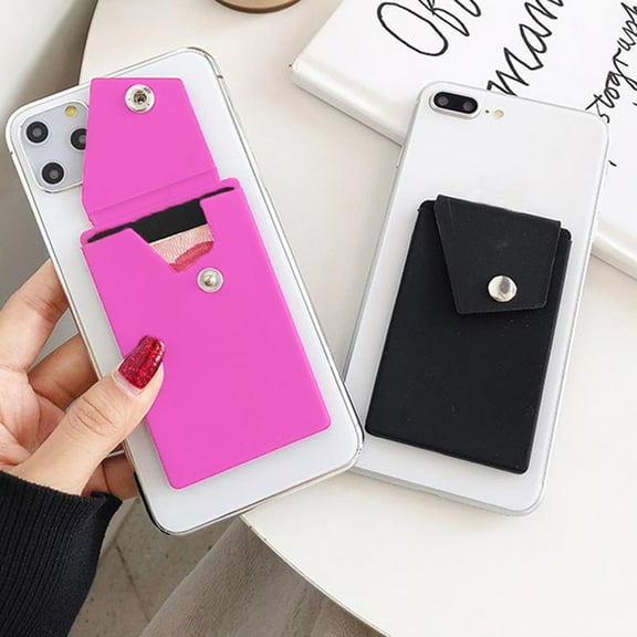 Leaveforme Cellphone Card Holder Multifunctional Adhesive Sticker Elastic Stretchy Decorative Card Storage Silicone Mobile Phone Back Cards Wallet Case Credit ID Card Holder for Travel