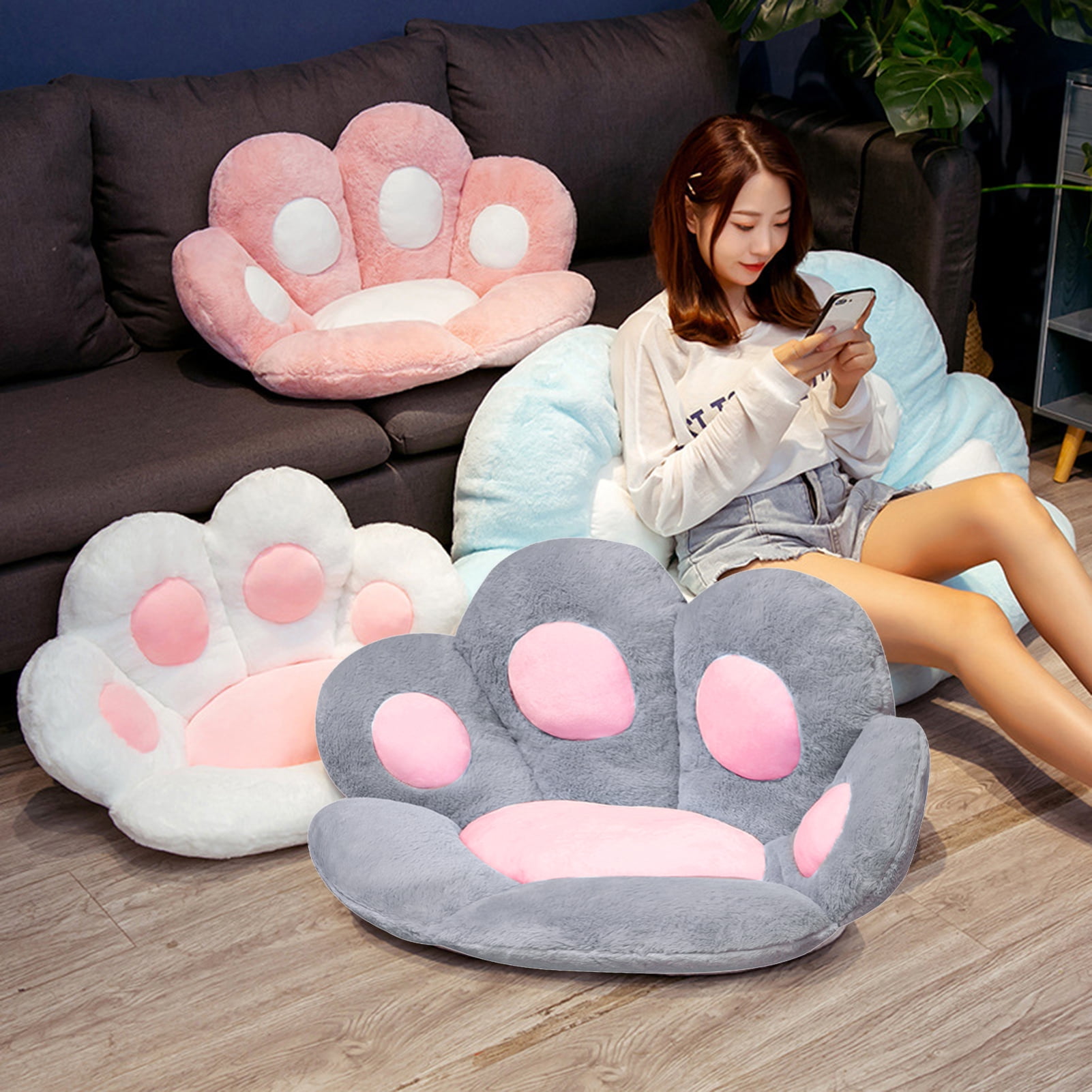 Leaveforme Chair Cushion Skin-friendly Wear Resistant PP Cotton Cat Paw Shaped Seat Cushion for Home