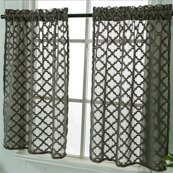 Leaveforme Decorative Short Curtain Washable Polyester Smooth Surface Door Drape for Home