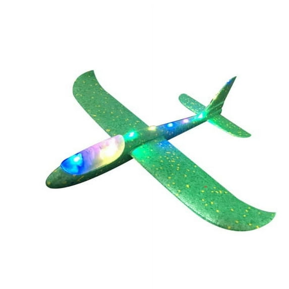 Leaveforme Flying Glider Planes with Flash LED Light 18.9" Foam Flight Mode Throwing Air Plane Aerobatic Airplane Outdoor Sport Game Toys Gift for Kids 3 4 5 6 7 Year Old Boy