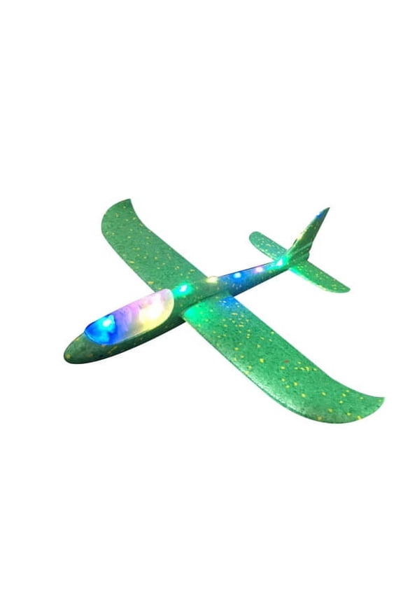 Leaveforme Flying Glider Planes with Flash LED Light 18.9" Foam Flight Mode Throwing Air Plane Aerobatic Airplane Outdoor Sport Game Toys Gift for Kids 3 4 5 6 7 Year Old Boy
