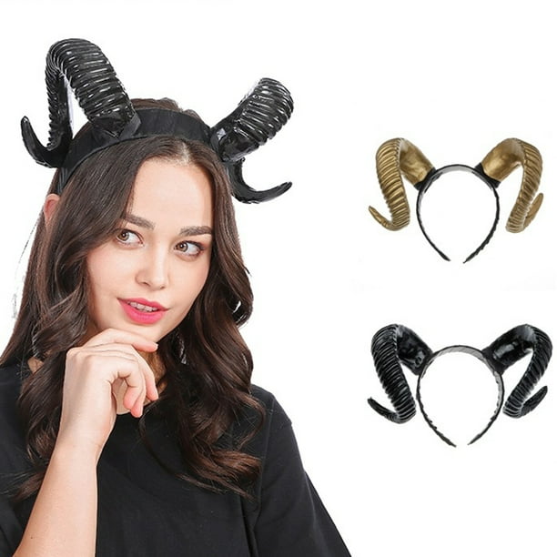 Leaveforme Gothic Ram Horns Headband Steampunk Halloween Hair Accessories for Kids OR Adults