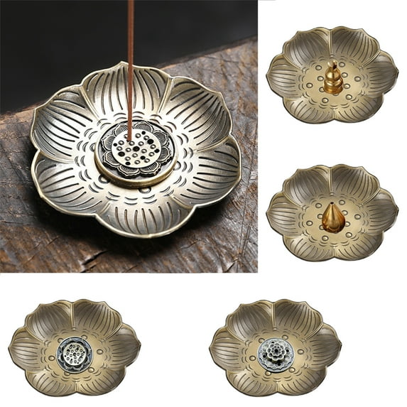 Leaveforme Incense Holders for Sticks - Portable Alloy Lotus 9 Holes Incense Burner
