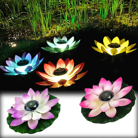 Leaveforme LED Light up Floating Lotus Flowerm,Solar Powered Water Floating LED Lotus Light Pool Decoration Light LED Floating Flowers Light for Ponds, Pools or Fish Tank Decor