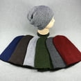 thumbnail image 1 of Leaveforme Men Beanie Hat Solid Color Striped Autumn Winter Brimless Knitting Cap for Outdoor, 1 of 1
