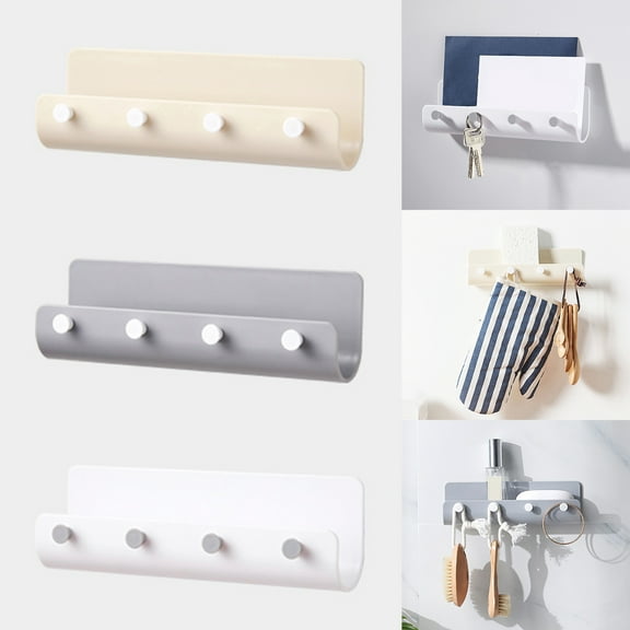 Leaveforme Nail-free Wall Keys Holder Kitchen Bathroom Storage Rack Home Organizer Hook