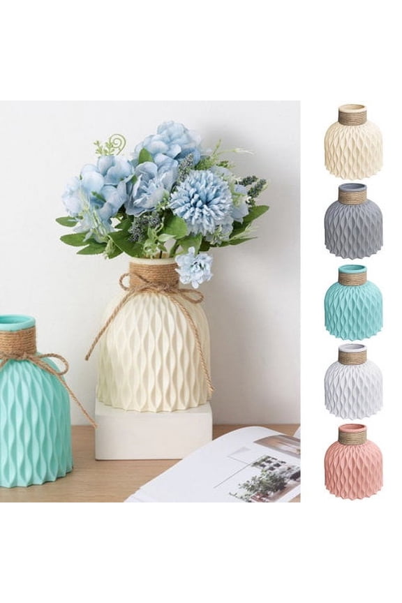 Leaveforme Nordic Style Glass Vase, Faux Ceramics Striped Vase for Centerpieces Living Room Kitchen Office Wedding