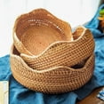 thumbnail image 1 of Leaveforme Round Rattan Woven Storage Basket Fruit Bread Food Kitchen Home Decor Organizer, 1 of 7