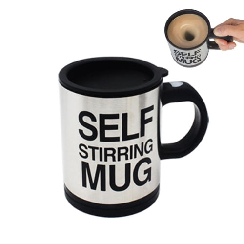 Leaveforme Self Stirring Mug- Reusable Auto Mixing Cup with Travel Lid for  Protein Mix, Bulletproof Coffee, Chocolate Milk, Hot Cocoa , 14 oz