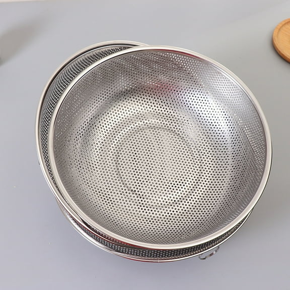 Leaveforme Stainless Steel Mesh Net Rice Strainer Colander Basket with Rim Kitchen Supply