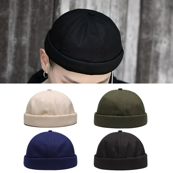 Leaveforme Unisex Skullcap Brimless Sun Protection Autumn Winter Adjustable Pure Color Sailor Cap for Daily Wear