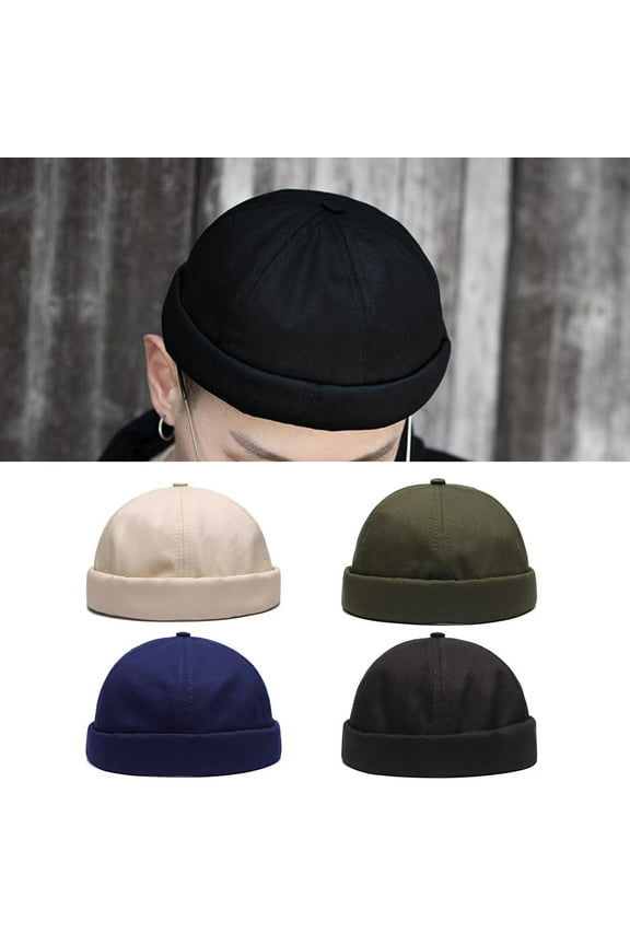 Unisex Skullcap Brimless Sun Protection Autumn Winter Adjustable Pure Color Sailor Cap for Daily Wear