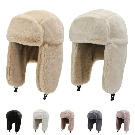Leaveforme Women Hat Solid Color Buckle Autumn Winter Dome Warm Ear Flap Hat for Outdoor