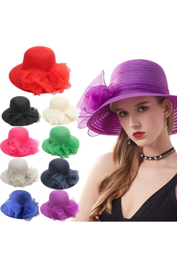 Women Kentucky Derby Church Cap Wide Brim Summer Sun Hat for Party Wedding