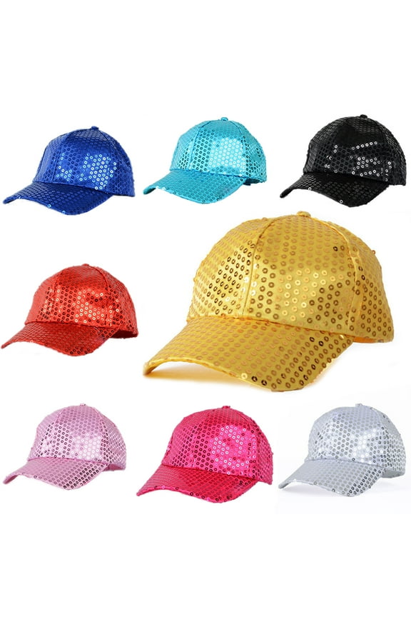 Women Men Glitter Sequins Baseball Caps Snapback Hats Party Outdoor Adjustable