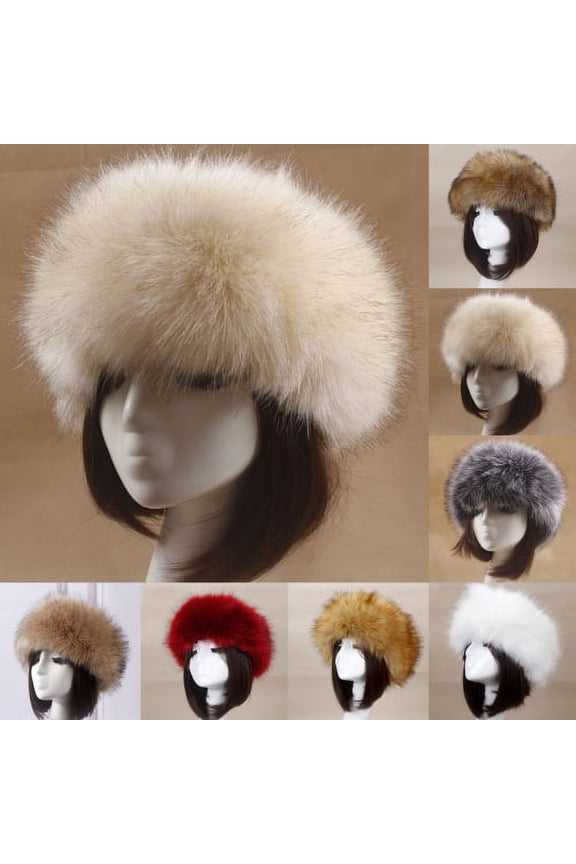 Leaveforme Women Russian Style Autumn Winter Faux Fur Thickened Hat Outdoor Ear Protector Cold-proof Warm Plush Beanie