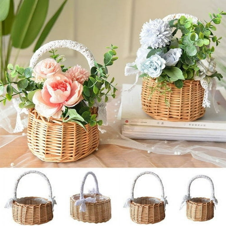 Alipis Wedding Basket Flower Basket Baskets for Gifts Hamper Birthday  Decoration for Girl Small Storage Basket Rustic Flower Girl Basket Wedding