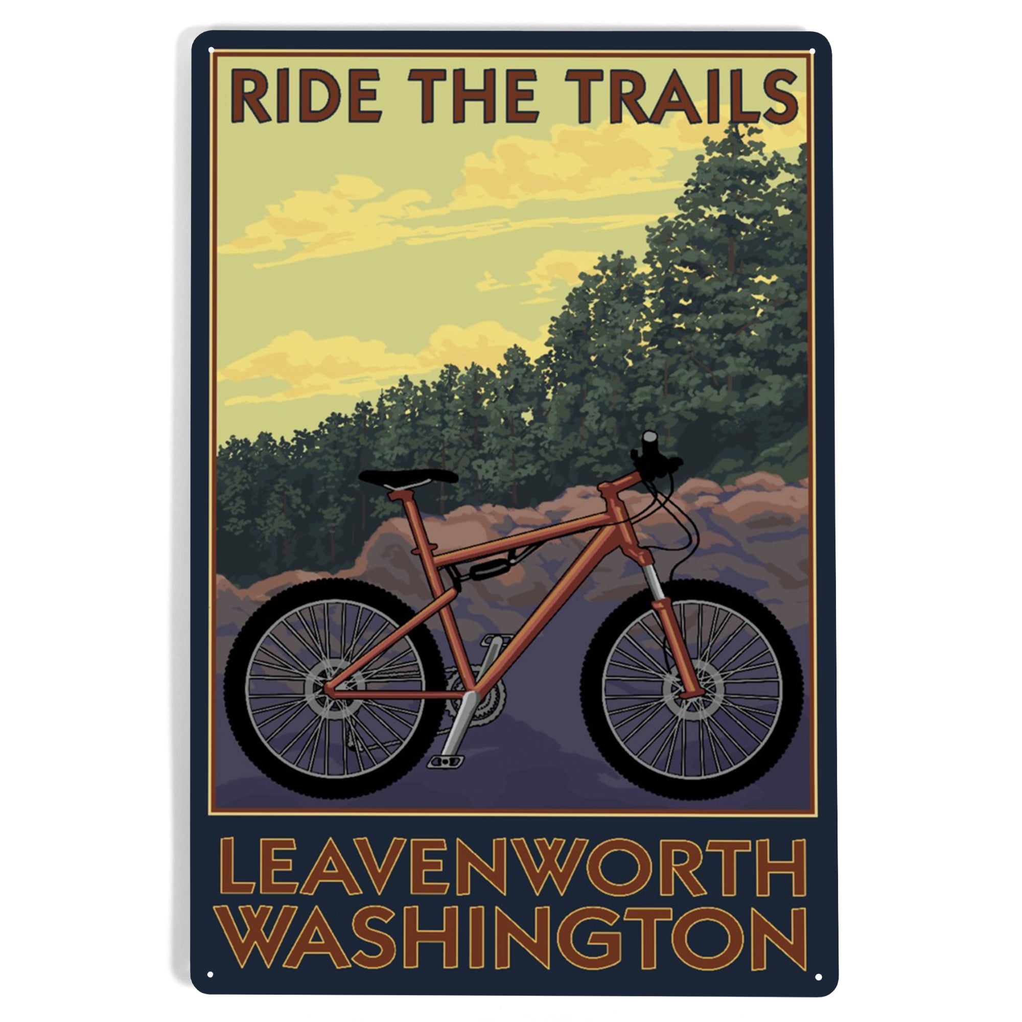 Leavenworth, Washington, Mountain Bike Scene, Ride the Trails (12x18 Aluminum Art, Indoor