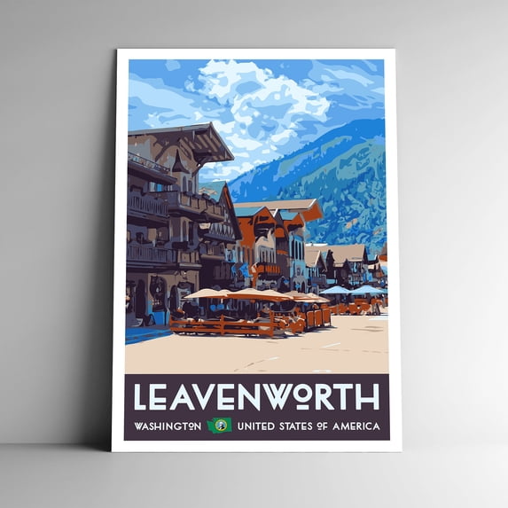 Leavenworth Washington Vintage Travel Poster / Postcard WPA Style Retro Washington