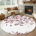 thumbnail image 1 of Leaves 6ft Round Rugs, Pink Brown Summer Botanical Washable Non-Slip Area Rugs for Living Room Bedroom Kitchen, Soft Low Pile Dining Room Kicthen Circle Carpet, Indoor Floor Rug Farmhouse, 1 of 9