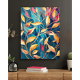 thumbnail image 1 of Leaves Ablaze - Golden Teal Folige Canvas Wall Art, 1 of 2