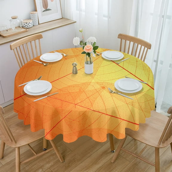 Leaves Autumn Plant Round Waterproof Tablecloth Picnic Decorative Table Cover Home Party Wedding Dining Room Table Cloth