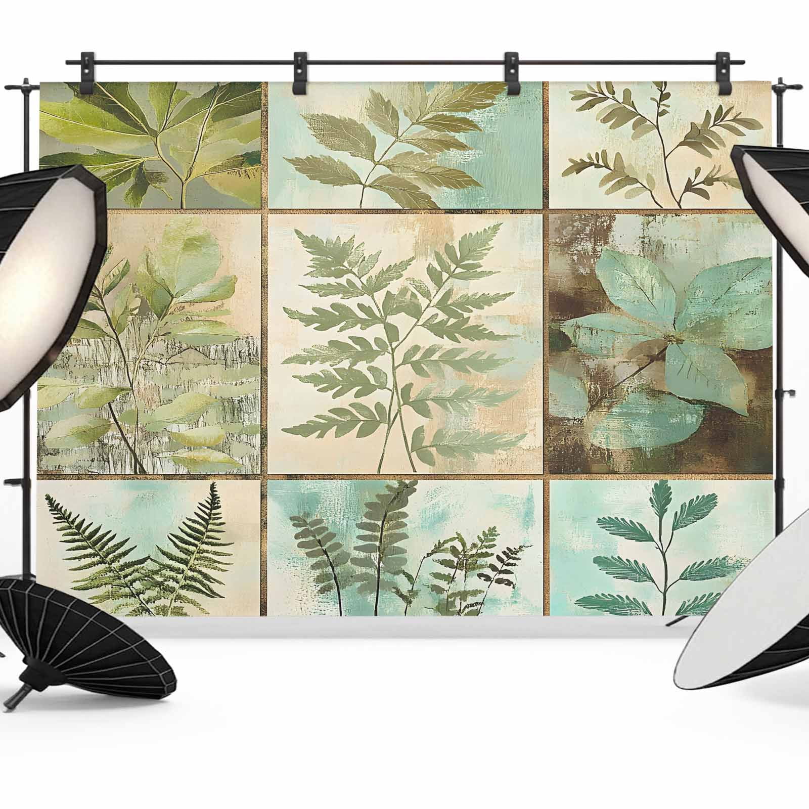 Leaves Backdrop for Photography, Vintage Stitching Photo Backdrop ...