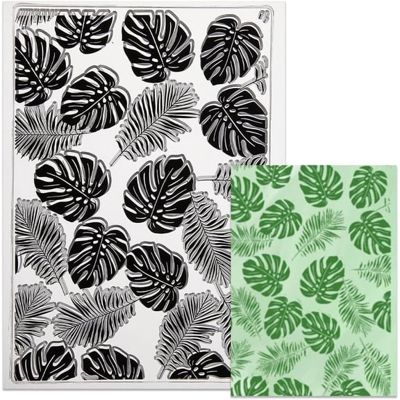 Leaves Background Clear Stamps Retro Tropical Leaf Plant Reusable Transparent Silicone Stamp Seals for Journaling Card Making Scrapbooking oto Album Decorative DIY Christmas Gifts