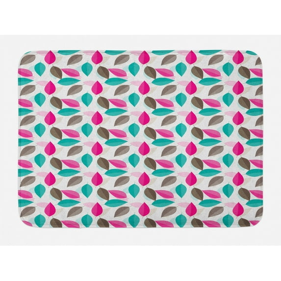 Leaves Bath Mat, Simplistic Foliage Design with Colorful Leaves Abstract Autumn Season Elements, Plush Bathroom Decor Mat with Non Slip Backing, 29.5" X 17.5", Multicolor, by Ambesonne