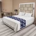thumbnail image 1 of Leaves Bed Runner, Hawaiian Flora Tropical Rainforest Monstera Leaves on Stripes, Decorative Accent Bedding Scarf for Hotels Homes and Guestrooms, King, Coconut Blue, by Ambesonne, 1 of 2