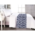 thumbnail image 1 of Leaves Bed Runner, Simple Jungle Leaf Pattern Botanical Hawaiian Flora Aloha Boho Nature Print, Decorative Accent Bedding Scarf for Hotels Homes & Guest Rooms, Queen, Navy Blue and White, by Ambesonne, 1 of 3