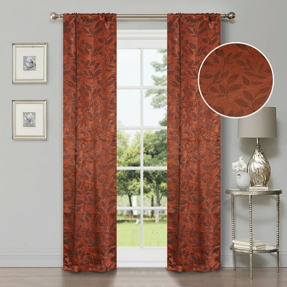 Leaves Blackout Curtain Panels, 26" x 63", Antique Copper by Blue Nile Mills