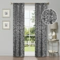thumbnail image 1 of Leaves Blackout Curtain Panels, 26" x 84", Nickel Black by Blue Nile Mills, 1 of 6