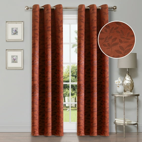 Leaves Blackout Curtain Panels, 42" x 63", Antique Copper by Blue Nile Mills