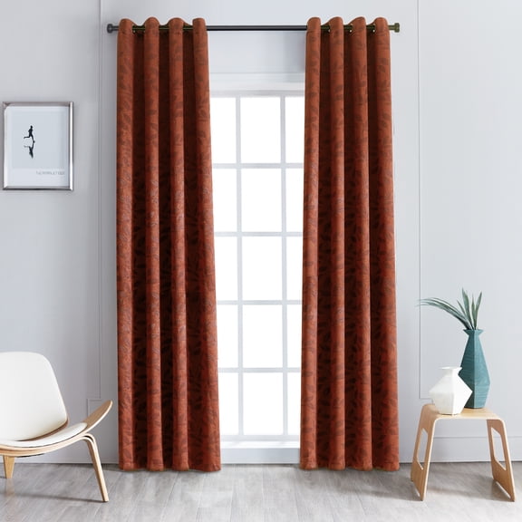 Leaves Blackout Curtain Panels, 52" x 108", Antique Copper by Blue Nile Mills